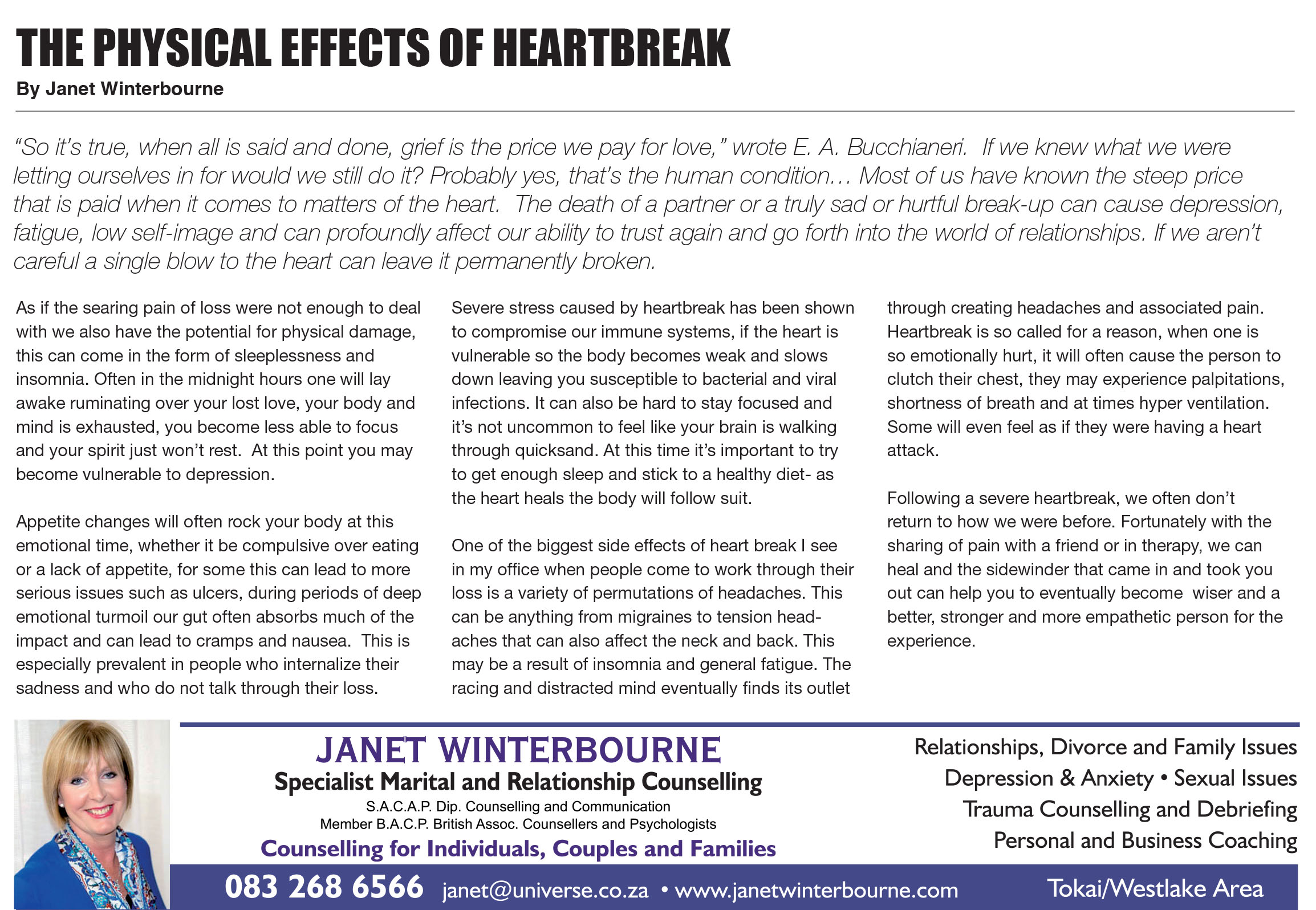 The Physical Effects Of Heartbreak | Psychologist Cape Town